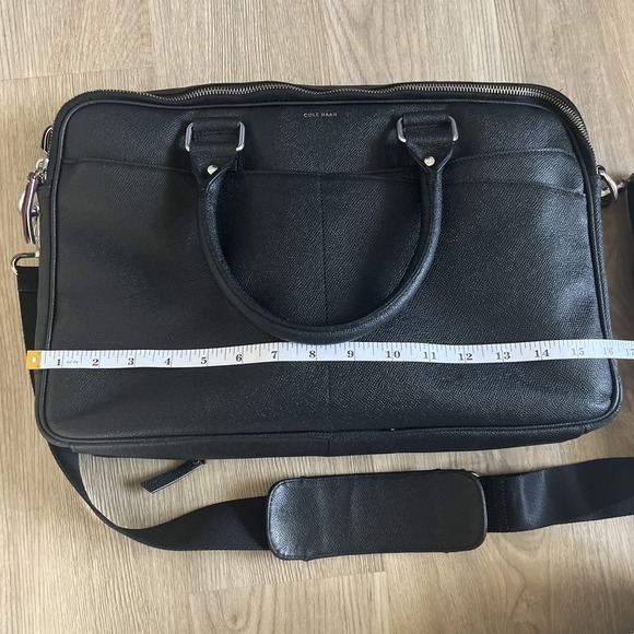 Cole Haan American Airlines Black Pebbled Leather Attache Brief Case Laptop Bag - Picture 11 of 13